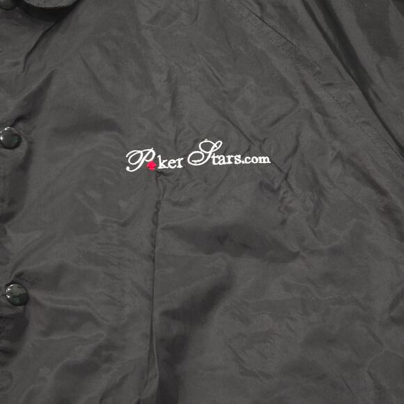 Port and Company Poker Stars Black Button Up Lined Windbreaker Jacket - Picture 3 of 8
